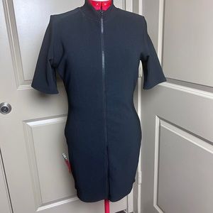 Pretty Little things short sleeve bodycon full zip up dress with mock turtleneck
